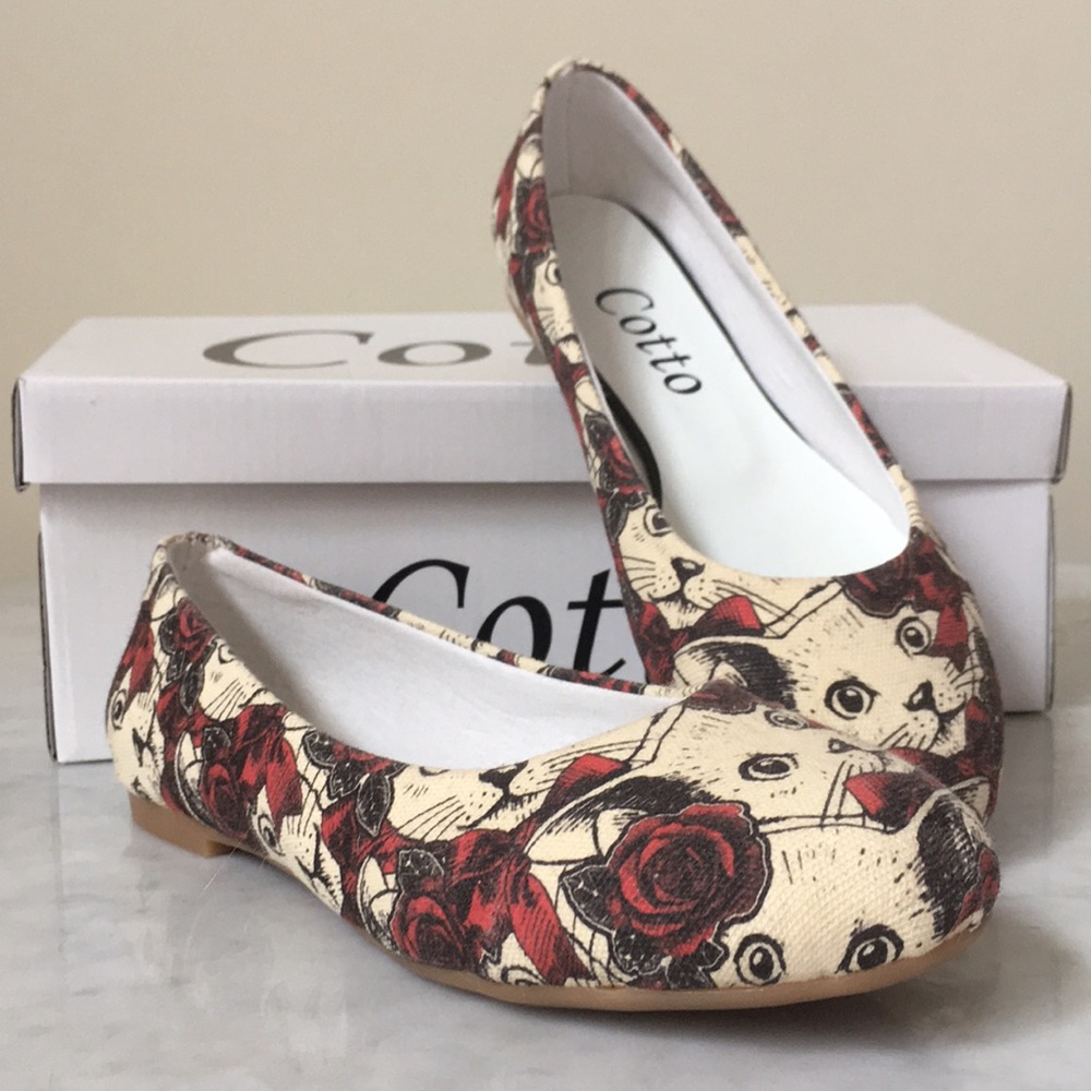 Cat Print Flat Canvas Shoes